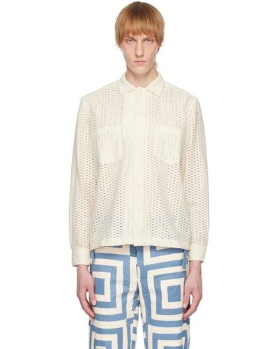 Bode Off-white Sheer Brick Shirt - Black