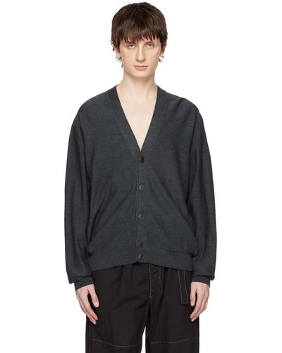 Lemaire Grey Twisted Cardigan - Black