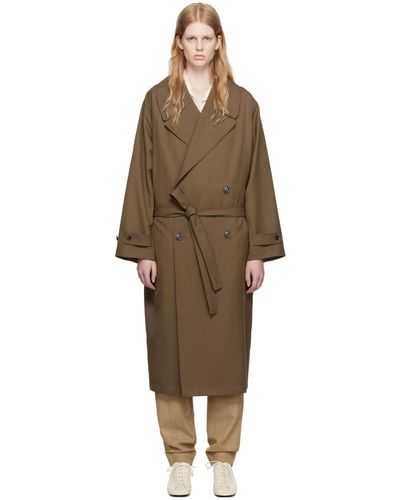 Lemaire Brown Double-breasted Trench Coat - Black