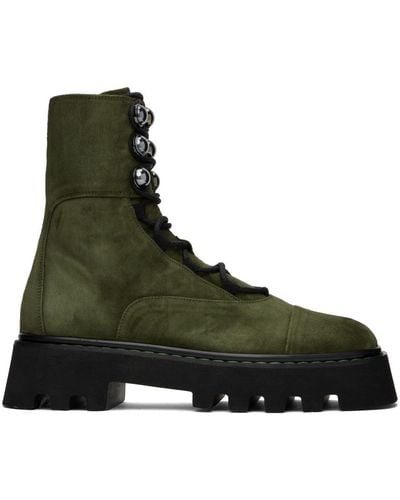 Nicholas Kirkwood Pearlogy Combat Boots - Green