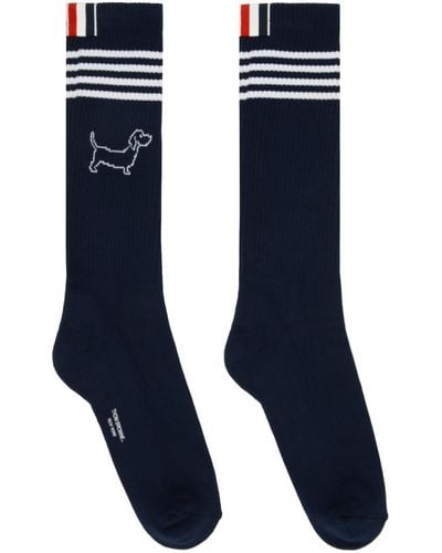 Thom Browne Navy Hector Icon Athletic Socks - Blue