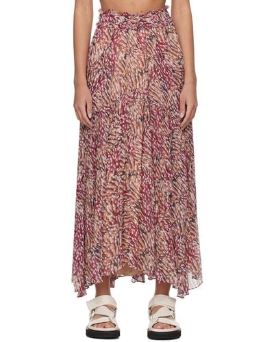 Isabel Marant Beige & Pink Veronique Maxi Skirt - Red