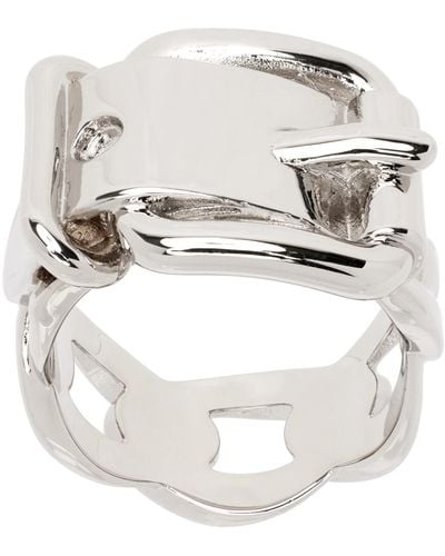 Acne Studios Silver Buckle Ring - White
