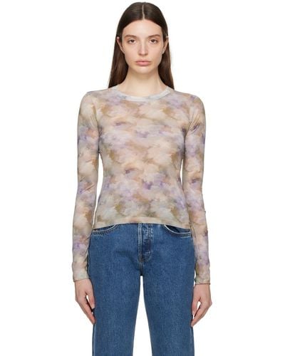 RE/DONE Multicolor Sheer Long Sleeve T-shirt - Blue