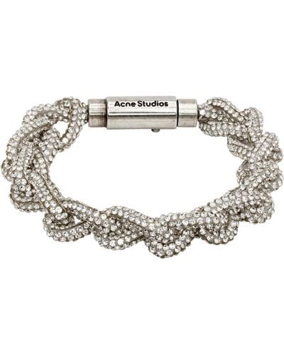 Acne Studios Silver Crystal Cord Bracelet - Black