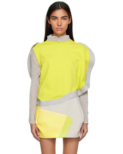 Issey Miyake Débardeur jaune à garniture contrastante