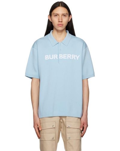 Burberry ブルー ジャカード ポロシャツ