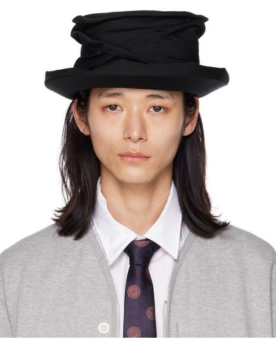 Yohji Yamamoto Chapeau cloche noir à fronces