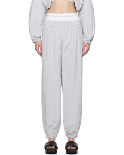 Alexander Wang Pantalon de détente gris à logos tissés - Blanc