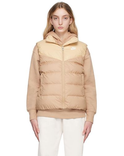 Nike Tan Sportswear Therma-fit Windrunner Down Vest - Natural