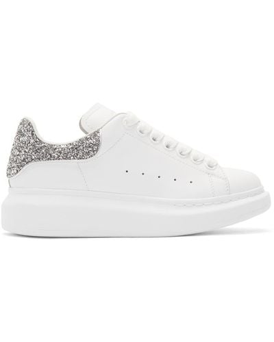 Alexander McQueen Ssense Exclusive White And Silver Glitter Oversized Trainers - Metallic