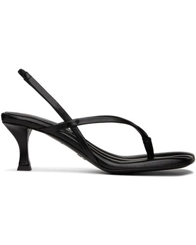 Proenza Schouler Black Square Thong Heeled Sandals