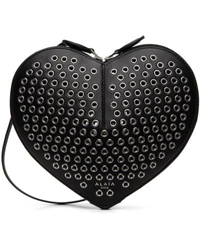 Alaïa Le Coeur Heart Eyelet Crossbody Bag - Black