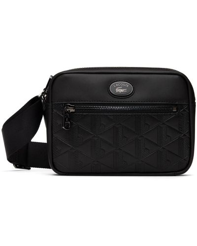 Lacoste Leather Monogram Shoulder Bag - Black