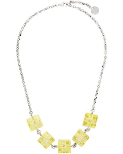 Marni Silver & Yellow Dice Charm Necklace - Multicolour