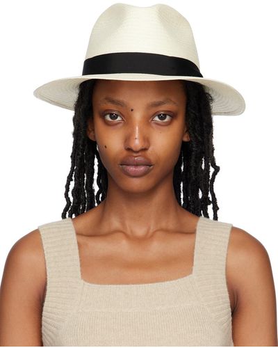 Rag & Bone White Straw Panama Hat - Black