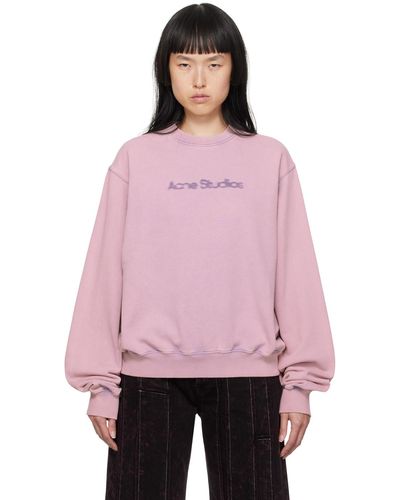 Acne Studios Pull molletonné rose à image à logo