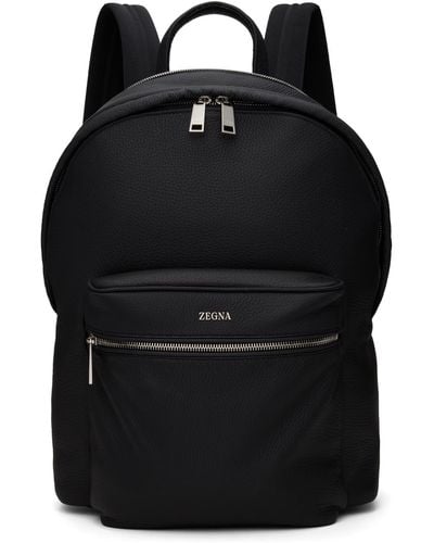 Zegna Black Deerskin Hoodie Backpack