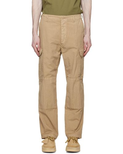 President's Tan Embroide Cargo Trousers - Natural