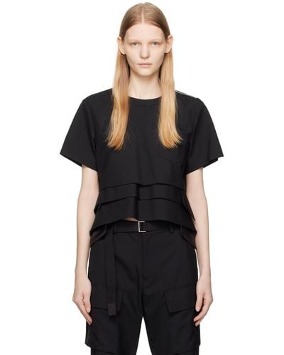 Sacai T-shirt noir en tissu de costume