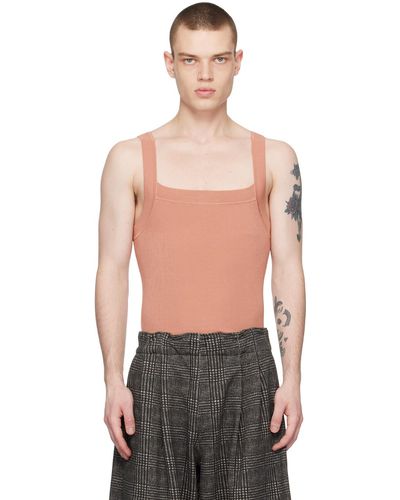 Dries Van Noten Pink Square Neck Tank Top - Black