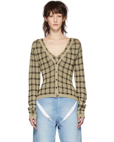 ROKH Beige And Black Check Button-down Cardigan - Natural