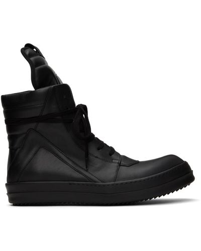 Rick Owens Geobasket Sneakers In Black Leather