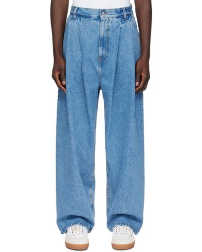 Hed Mayner Pleated Jeans - Blue
