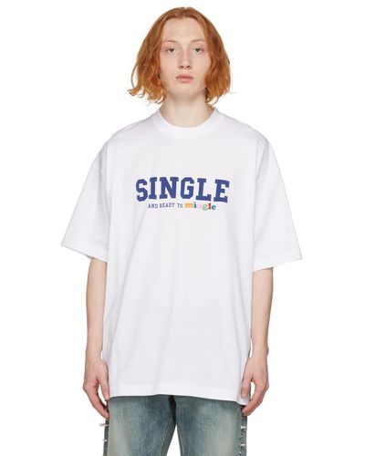 Vetements ホワイト Single And Ready To Mingle T シャツ