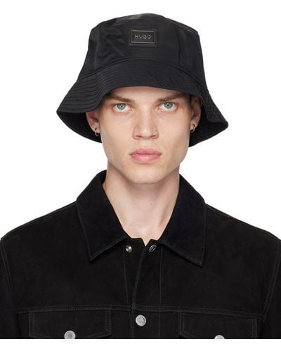 HUGO Black Framed Logo Bucket Hat