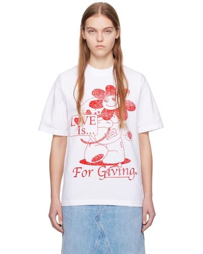 ONLINE CERAMICS ホワイト Love Is For Giving Tシャツ - レッド