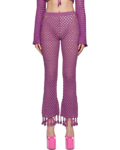 Moschino Purple Crocheted Lounge Trousers
