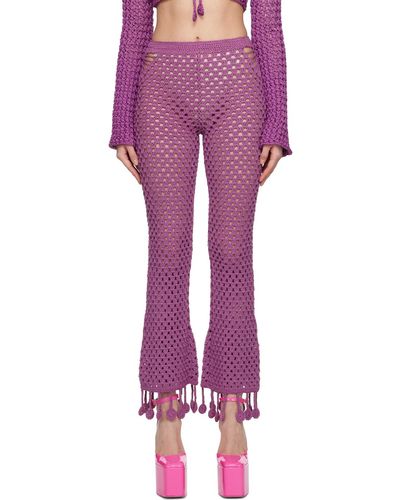 Moschino Pantalon de détente mauve en crochet - Violet