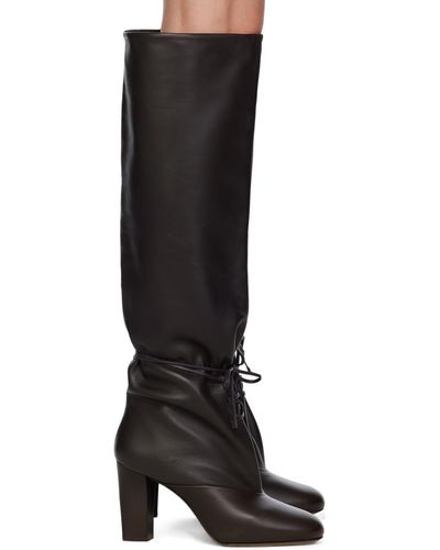 Lemaire Brown Tall Lace-up Boots - Black