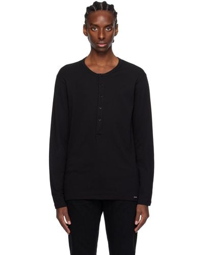 Tom Ford Black Patch Long Sleeve Henley