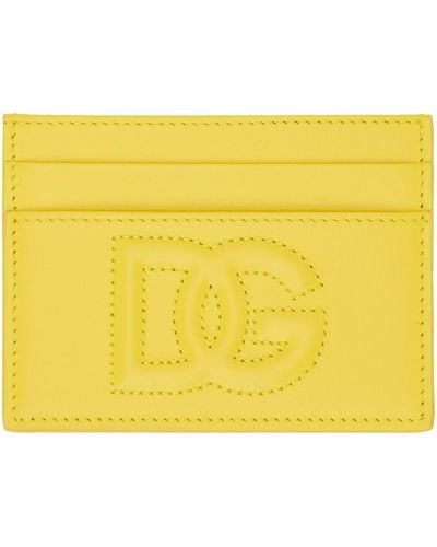 Dolce & Gabbana Porte-cartes doré à logo - Jaune