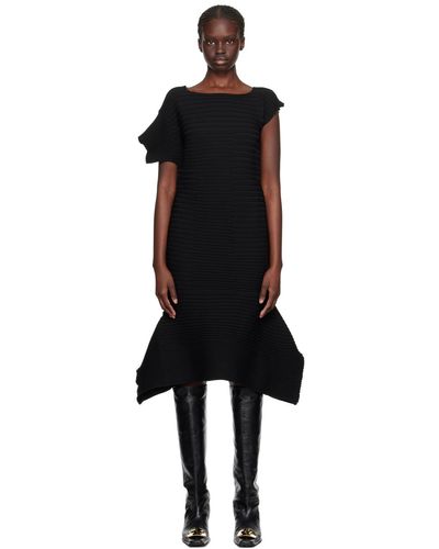 Issey Miyake Robe longue rectilinear noire