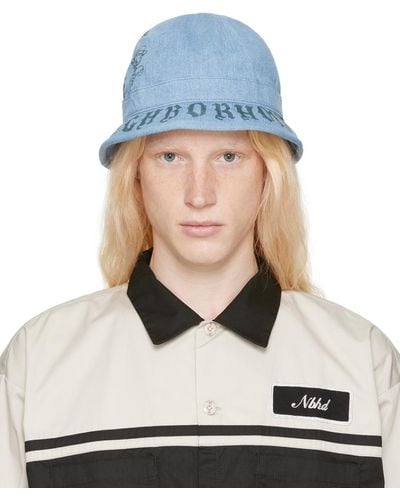 Neighborhood Fade Denim Ball Bucket Hat - Blue