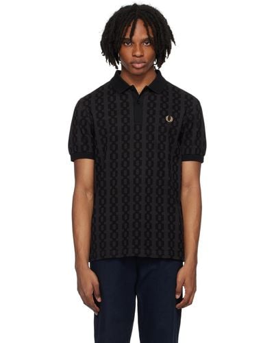 Fred Perry Cable Print Polo - Black