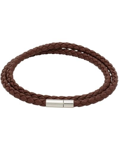 HUGO Double Braided Leather Bracelet - Black