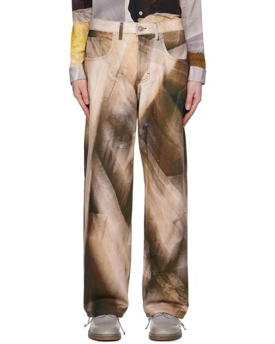 Serapis Tan Printed Jeans - Natural