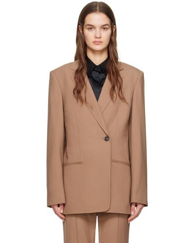 Helmut Lang Brown Single-double Breasted Blazer - Natural