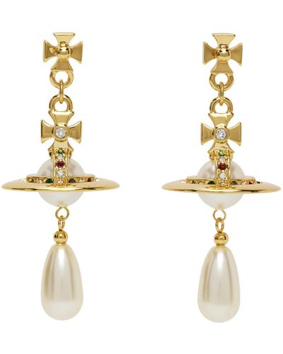 Vivienne Westwood Gold Pearl Drop Earrings - Metallic