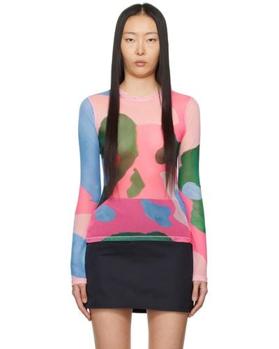 JW Anderson Pink Printed Long Sleeve T-shirt - Multicolor