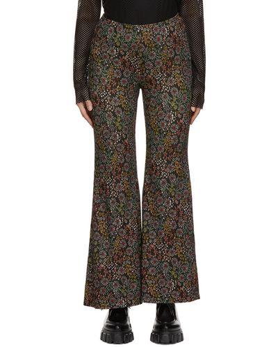 Anna Sui Pantalon brun à motif graphique - Multicolore