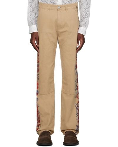 Martine Rose Ssense Xx Brown Graffiti Pants - Natural