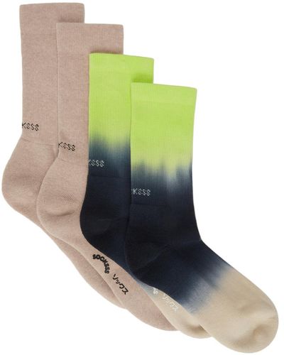 Socksss Ensemble de deux paires de chaussettes et vert en coton bio - Multicolore