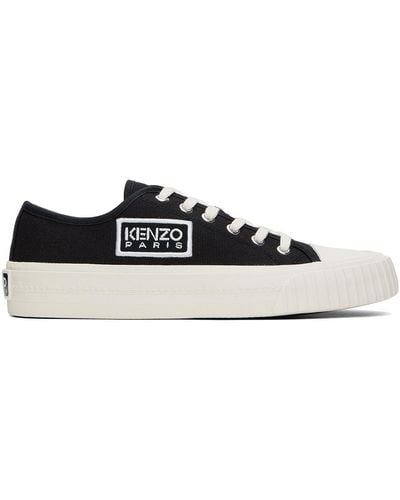 KENZO Paris Foxy Embroidered Canvas Trainers - Black