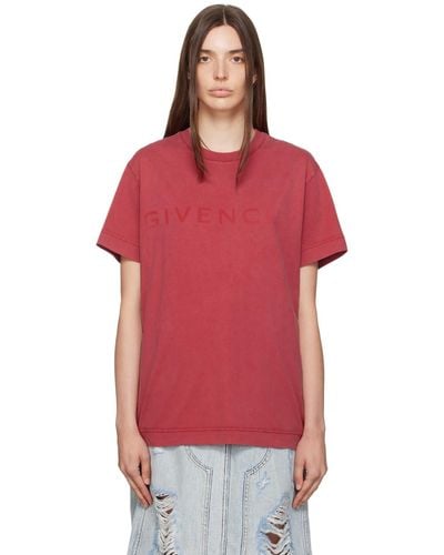 Givenchy T-shirt rouge à logos imprimés