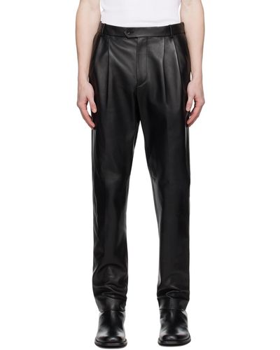 Bally Pleated Leather Trousers - Black